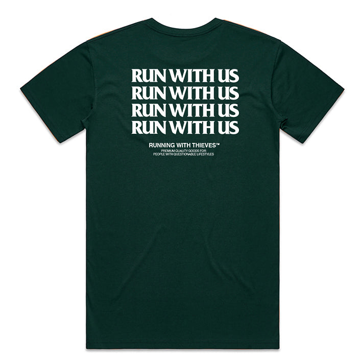 Run With Us Tee Green